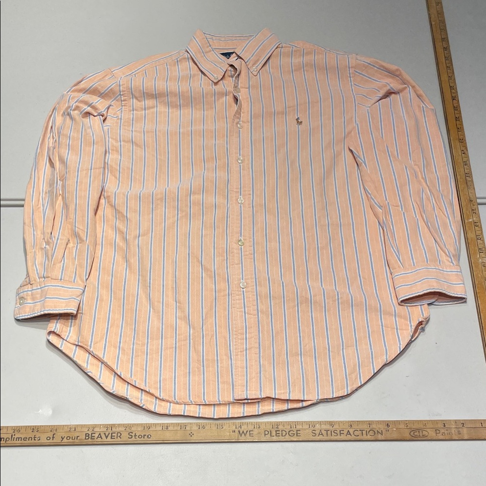 Ralph Lauren size large Men's Striped Oxford Cloth Button Down Shirt